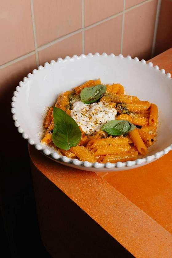 Pasta with Stracciatella and Tomato Sauce
