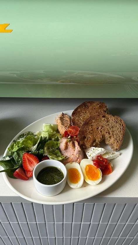 Morning plate with turkey pastrami