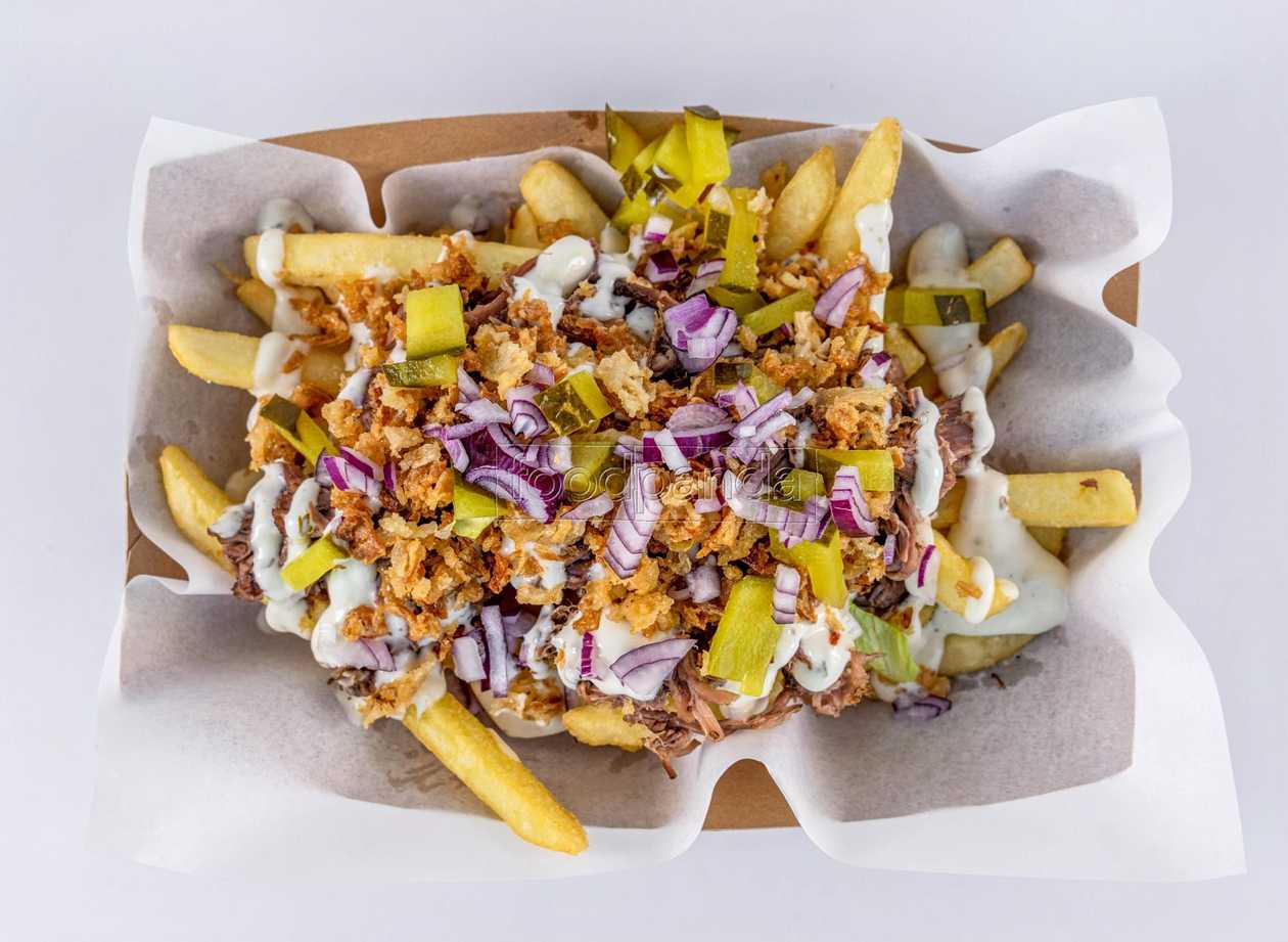 Beef shredded with Belgian fries