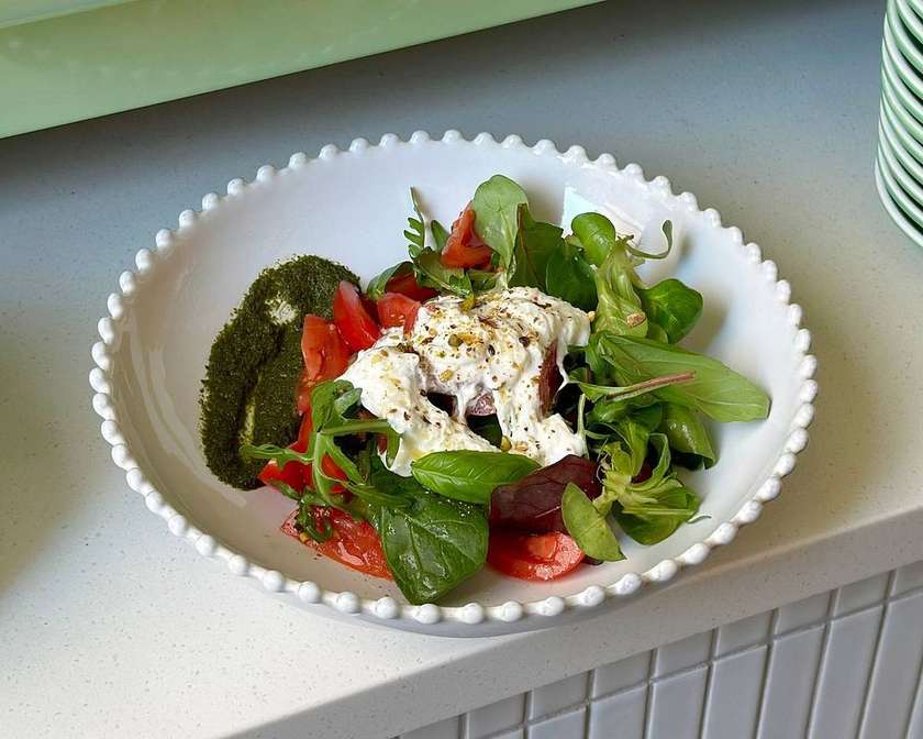 Stracciatella, Tomato, and Eggplant Salad