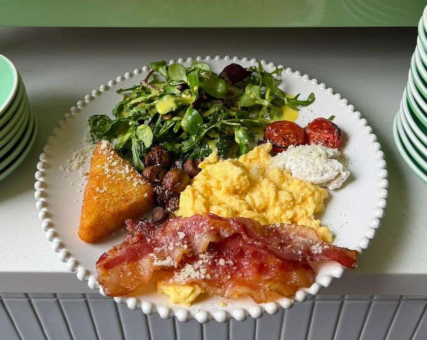 Breakfast plate with bacon