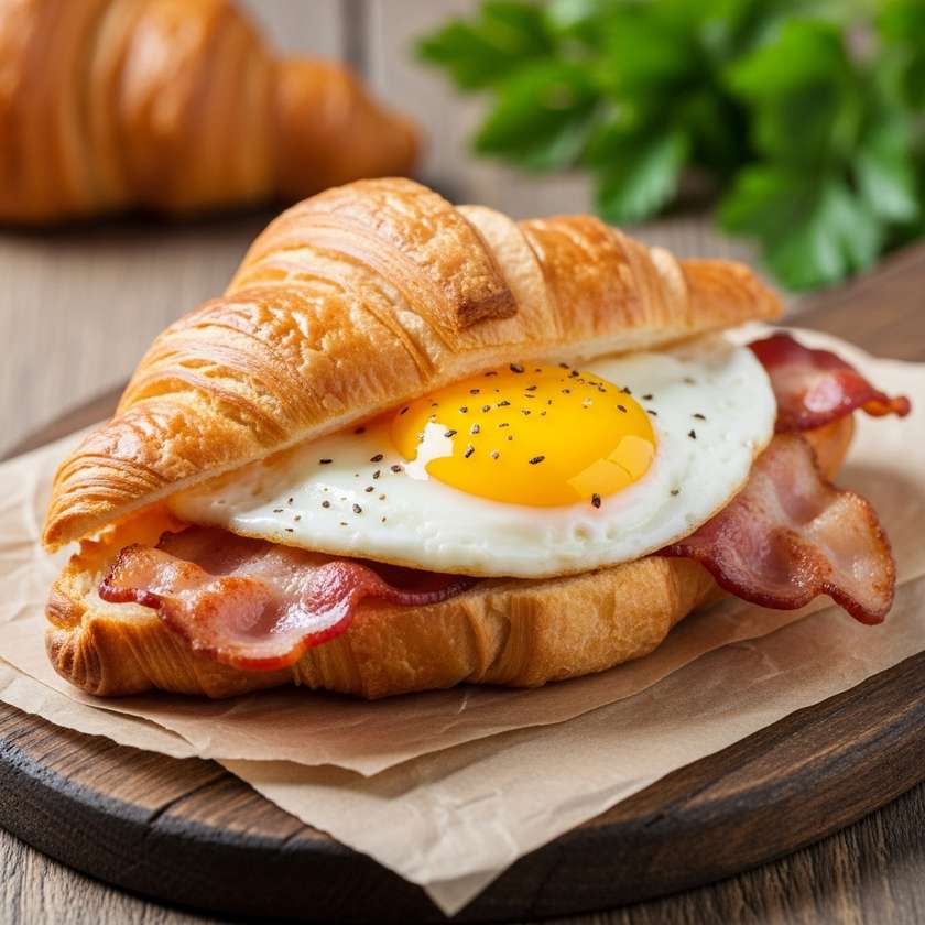 Croissant com Bacon e Ovo Estrelado