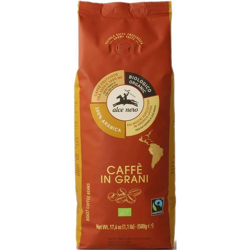 Кава В Зернах 100% Арабіка Органічна Fairtrade Alce Nero 500 г