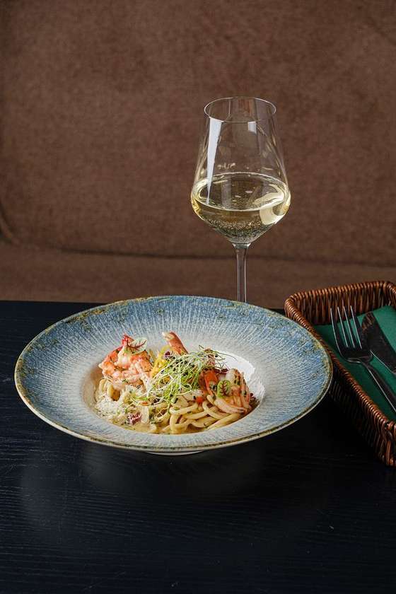 Паста Pinot Grigio з креветками