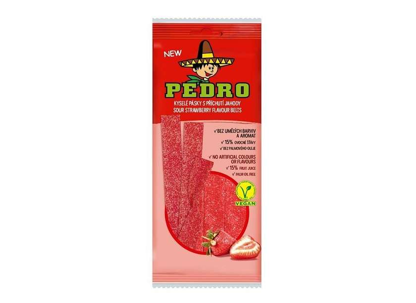 Pedro - Kyselé pásky s příchutí Jahody 80g