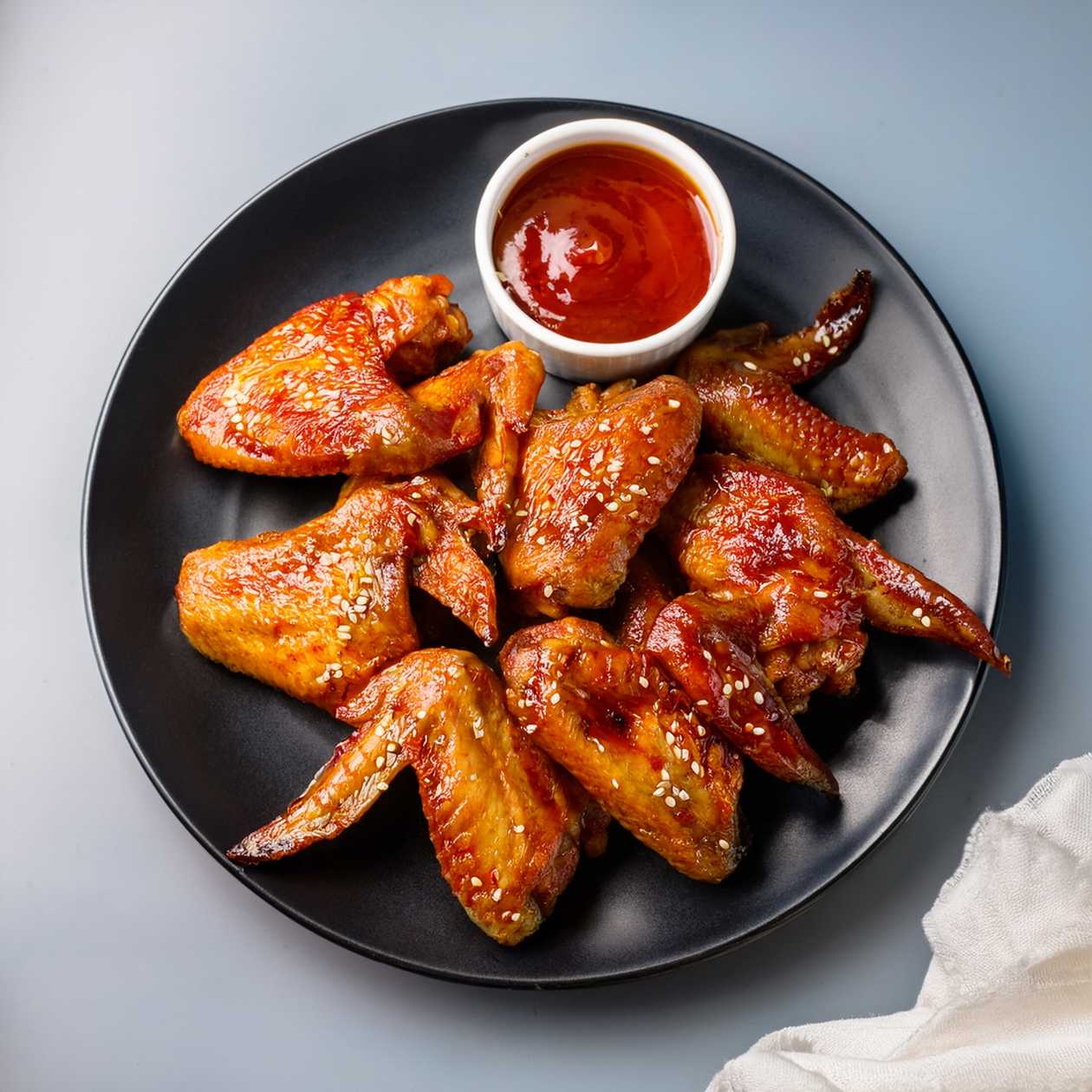 Chicken Wings with Spicy Glaze and Garlic Dip