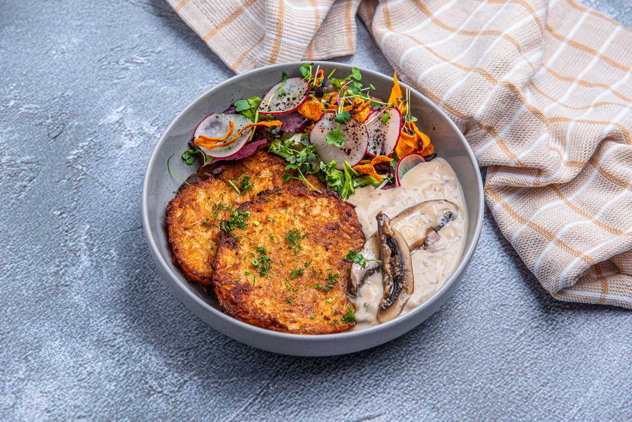 Potato pancakes with mushrooms