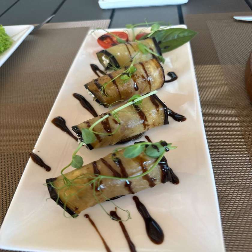 Eggplant rolls with feta cheese