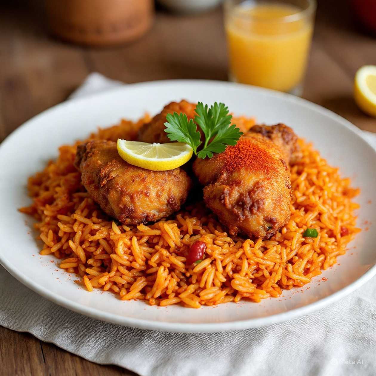 Fried Chicken (2pcs) with Jollof