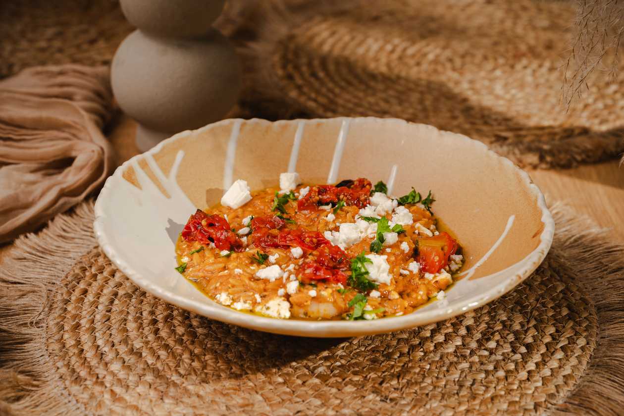 Orzo with shrimp and feta cheese 450g