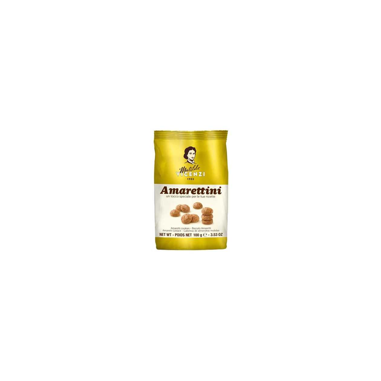 MATILDE VICENZI Amaretto. Net weight: 100g