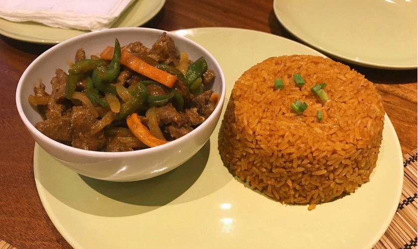 Shredded Beef Sauce with Jollof Rice