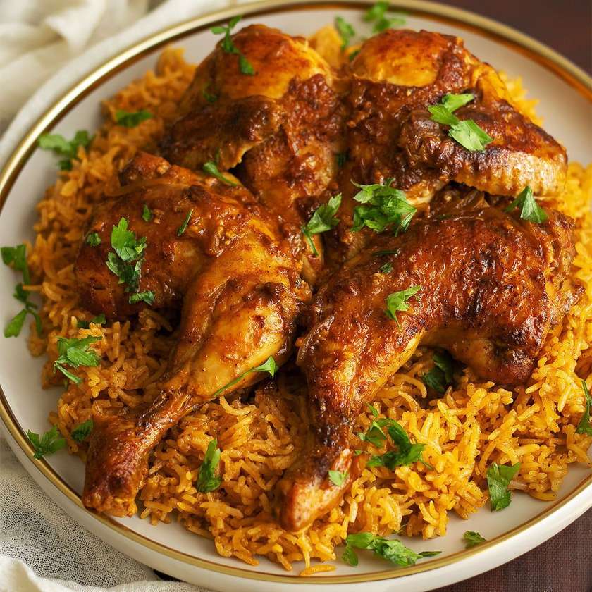 Full Roasted Chicken with Jollof Rice