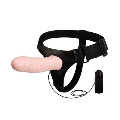 Vibrating Harness Strap-On Flesh with Hole