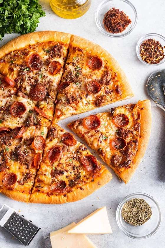Beef Pepperoni Pizza (Tomato Sauce, Cheese, Sweet Corn, Beef Pepperoni