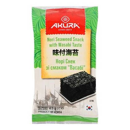 Норі снек зі смаком васабі AKURA 4,5 г