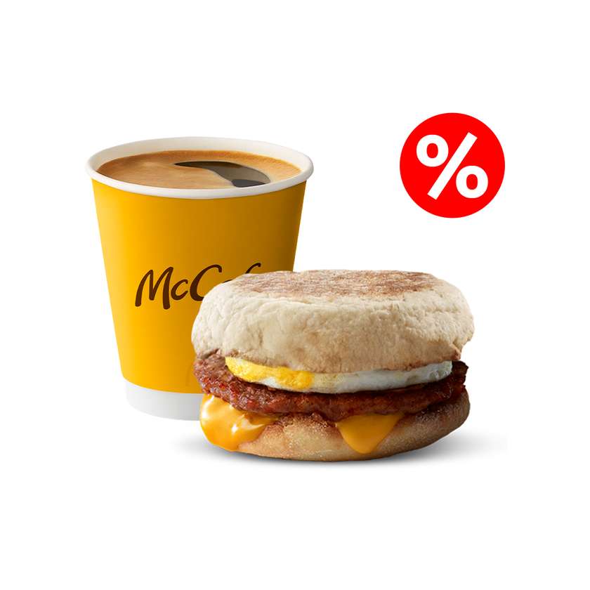 Egg Muffin with Beef and Coffee