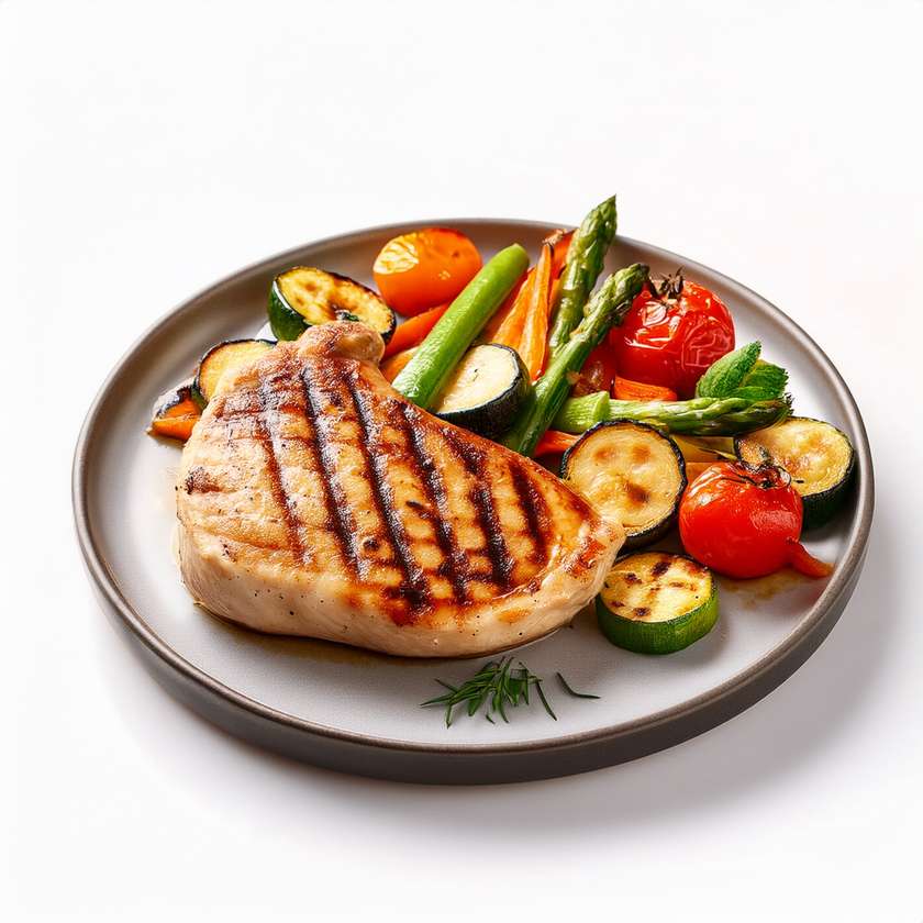 Grilovaný kuřecí steak s jarní zeleninou
