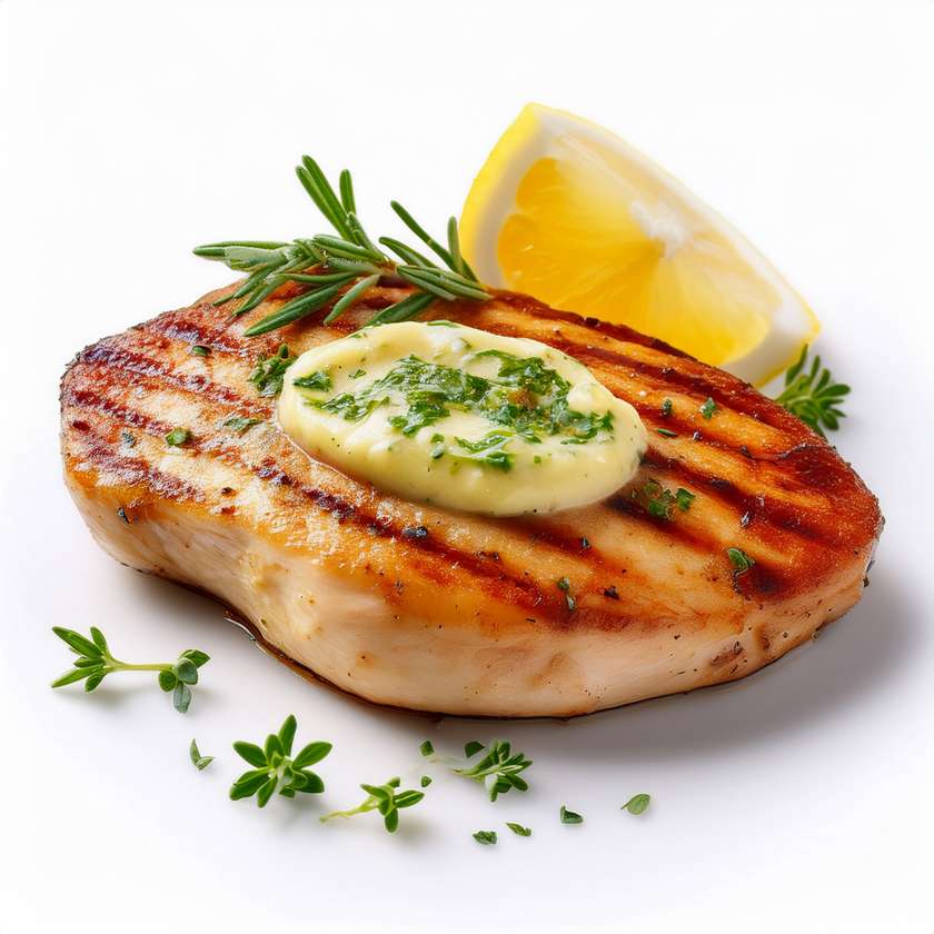 Grilovaný kuřecí steak s bylinkovým máslem