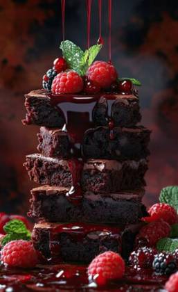 Brownie com Calda de Frutos Vermelhos