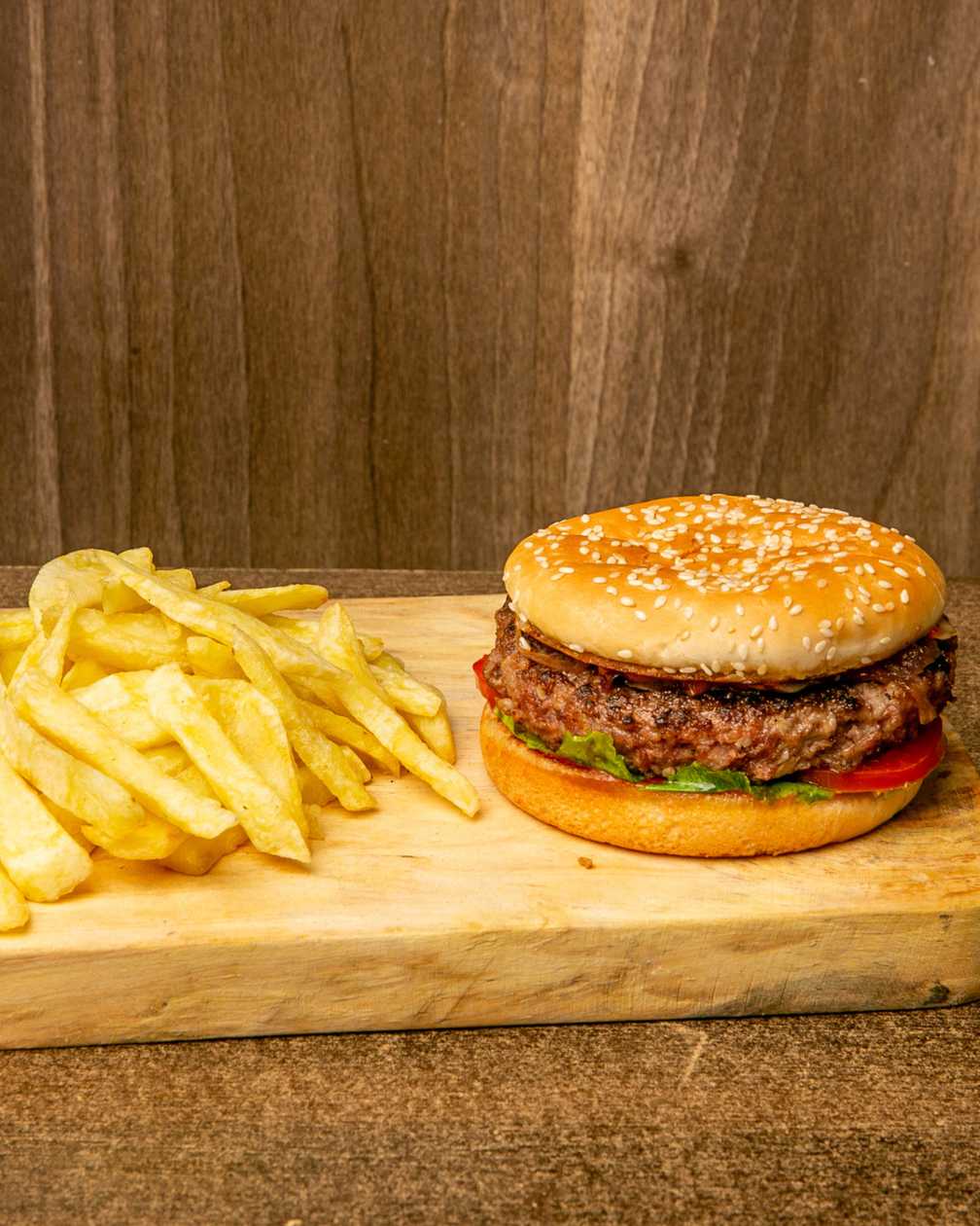 Original beef burger with fries
