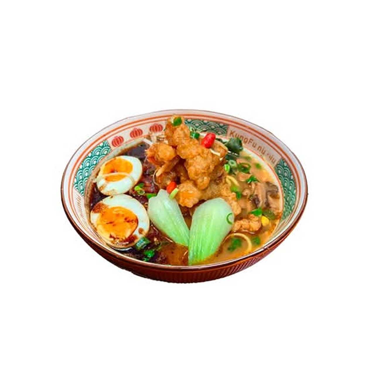 Black Garlic Noodles with Crispy Pork Strips