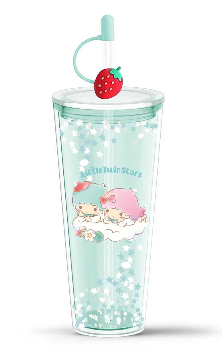 Sanrio characters Strawberry collection Double Wall Tumbler with Straw (800mL)(Little Twin Stars)