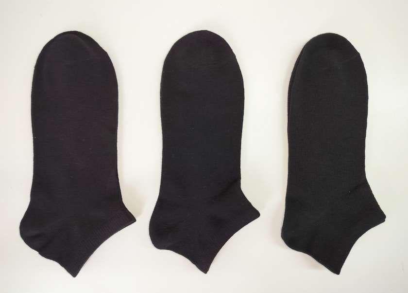Mens Cotton Ankle Socks (3 Pairs)(Black)