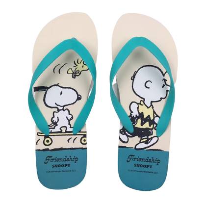 Snoopy Summer Travel Collection Mens Flip-Flops(Beige,43-44)