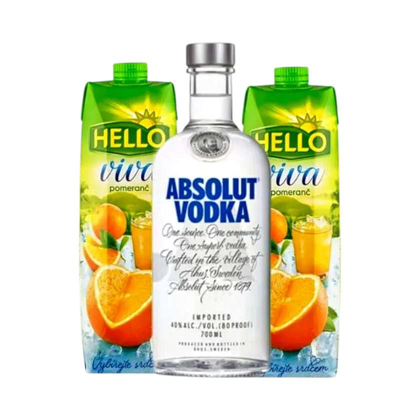 Absolut 0,7l + 2x Hello orange 1l