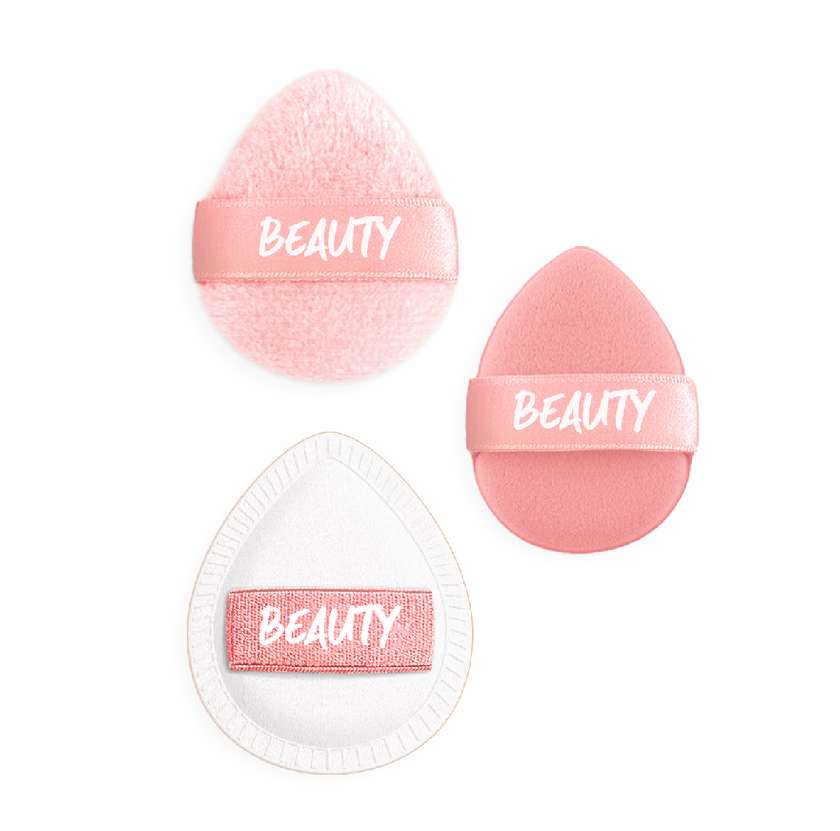 Peach Pink Series Mini Makeup Puffs (3 pcs)