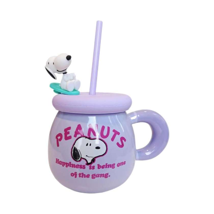 Snoopy Colorful Vintage Collection Ceramic Mug with Straw & Decoration 500mL