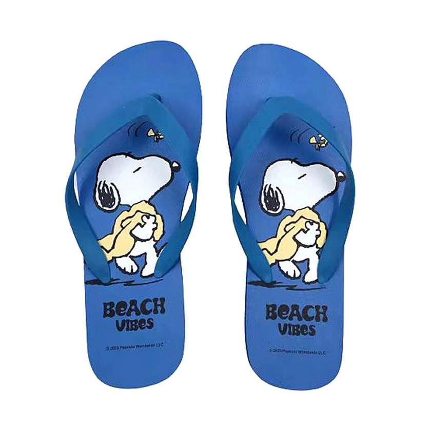Snoopy Summer Travel Collection Mens Flip-Flops(Blue,43-44)
