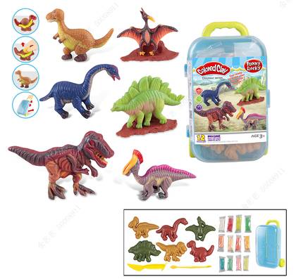 Suitcase Modeling Clay Set Series (12 Colors)(Dinosaur)