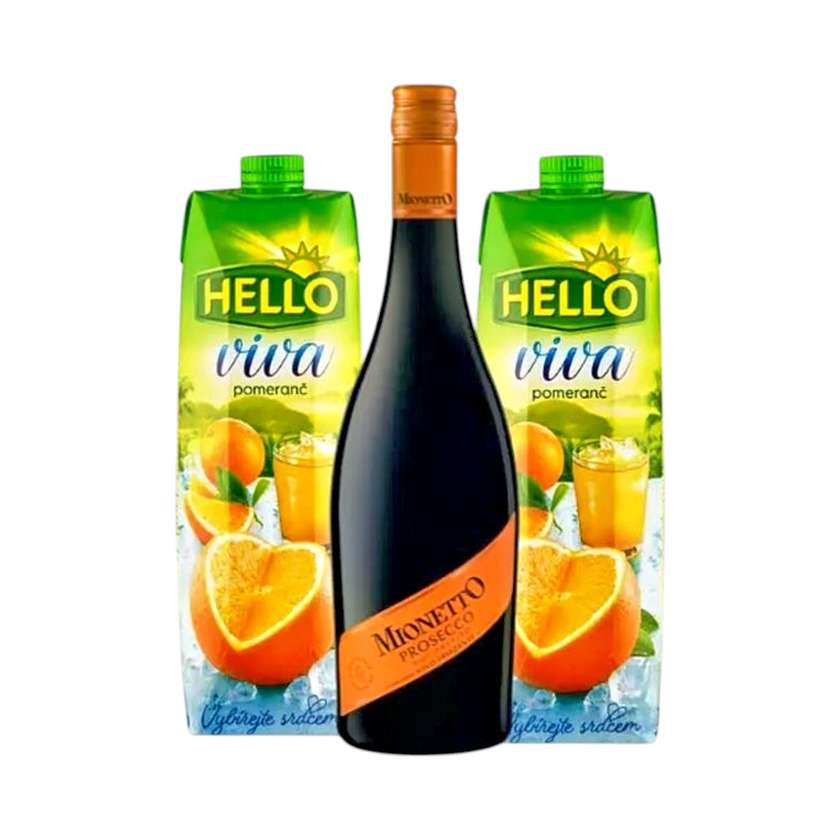 Mionetto Prosecco 0,75l + 2x Hello orange 1l
