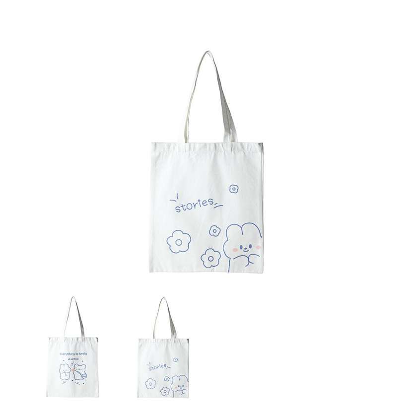 Vertical Shoulder Shopping Bag with Rabbit Design