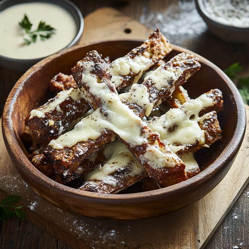 Fried bread with cheese and garlic