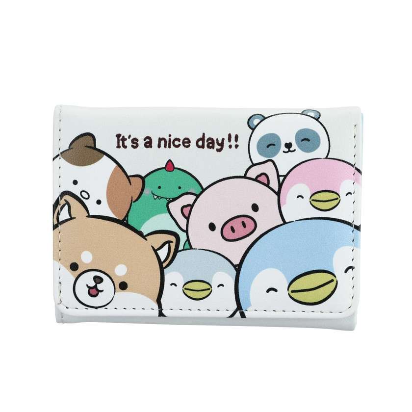 Mini Family Happy Time Womens Small Trifold Wallet(Beige)