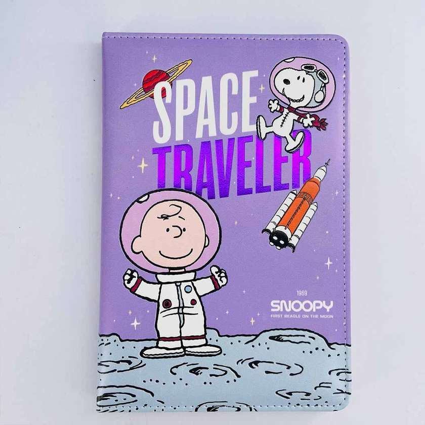 Snoopy the Little Space Explorer Collection A5 Leather-Cover Book (80 Sheets, Purple) PDQ