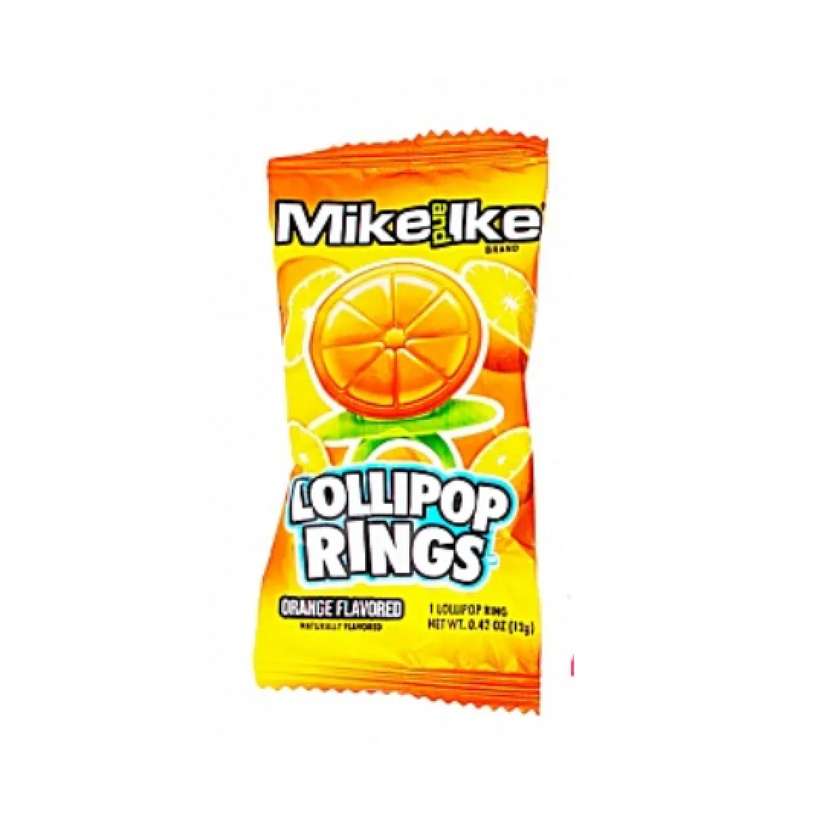 Mike and Ike Lollipop Rings Orange 12g