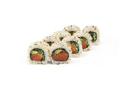 California Roll with Salmon and Sesame Seeds