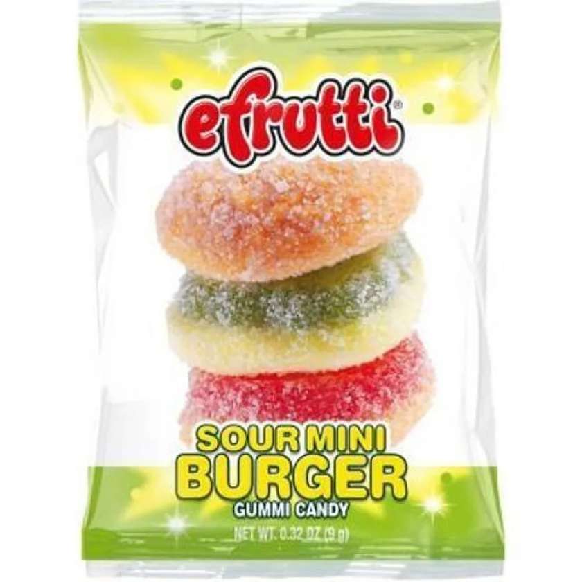E.Frutti Mini Burger Sour - sour fruit flavored gummy candies 9g
