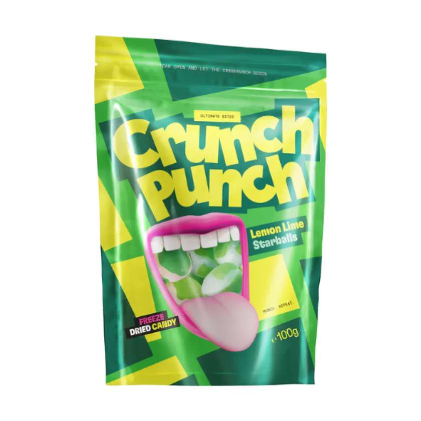Crunch Punch Freeze Dried Lemon Lime Starballs 100g (EE)