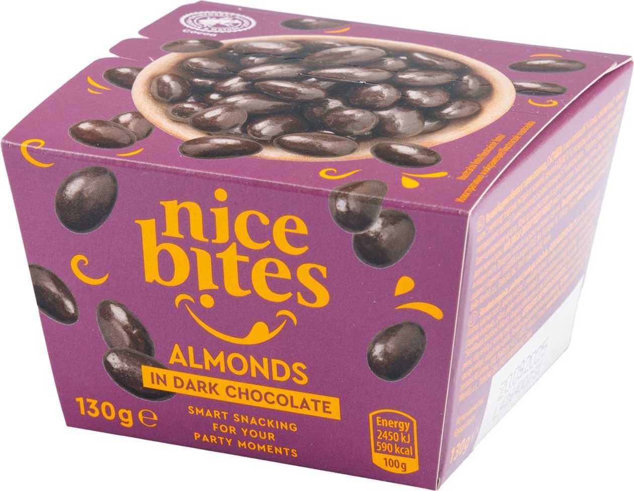 NICE BITES Almonds in dark chocolate 130g