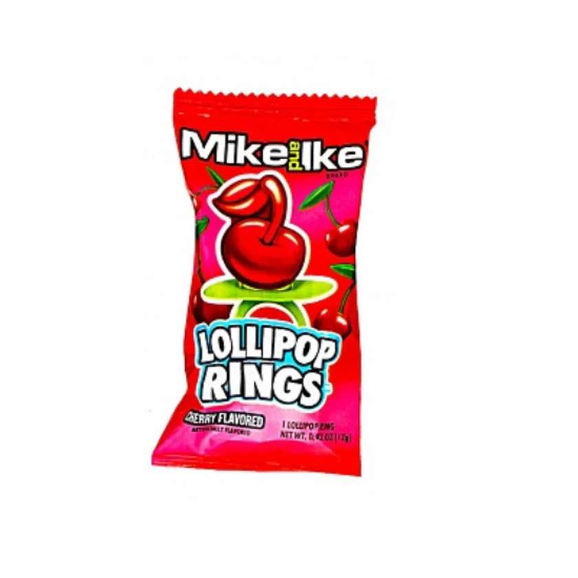 Mike and Ike Lollipop Rings Cherry 12g