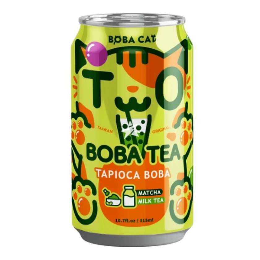 Boba Cat Milk Matcha Tapioca Bubble Tea 315ml TWN