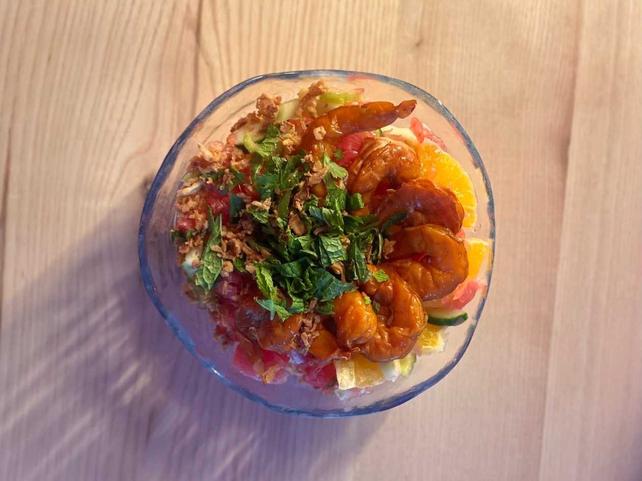 Shrimps with tea ponzu sauce