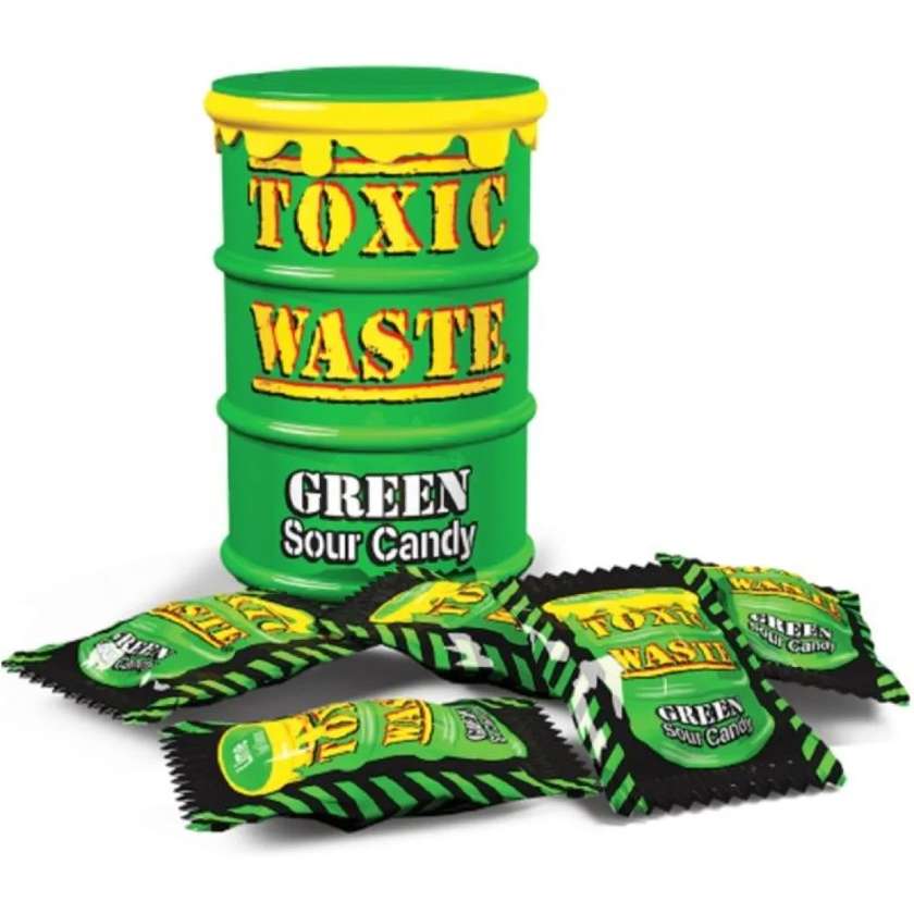 Toxic Waste Drum (Green) Sour Candy - sour fruit flavored candies 42g