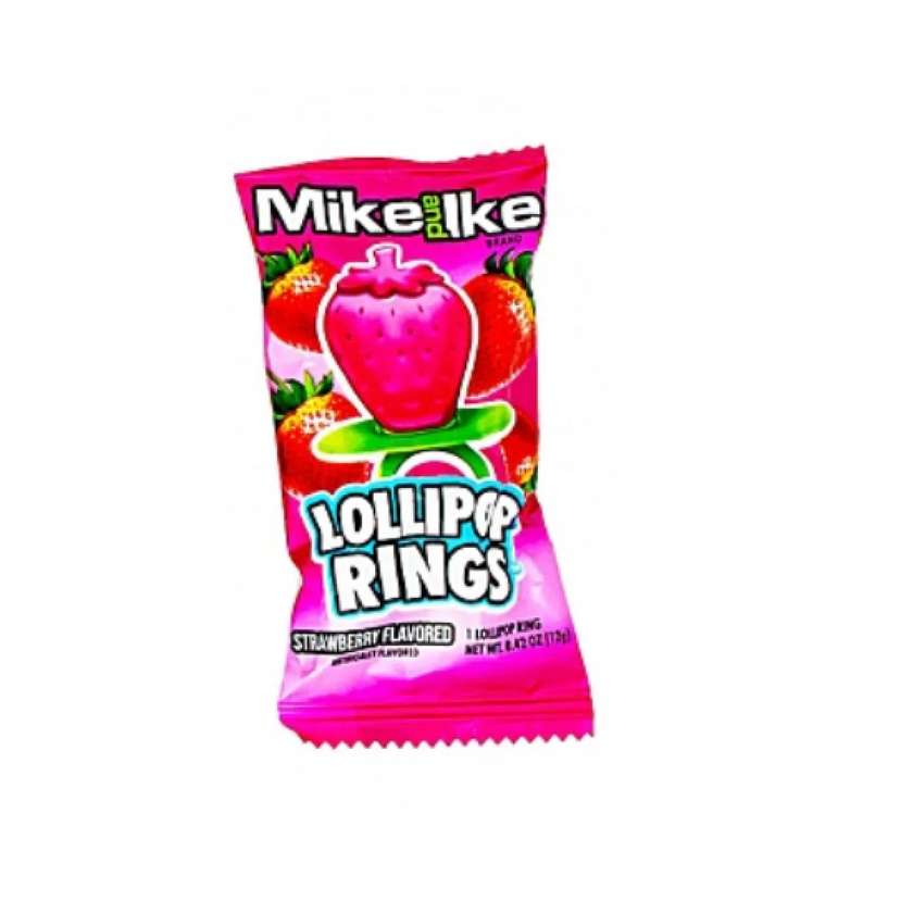 Mike and Ike Lollipop Rings Strawberry 12g