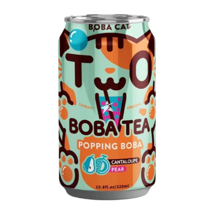Boba Cat Fruity Cantaloupe Pear Popping Boba Tea 320ml TWN